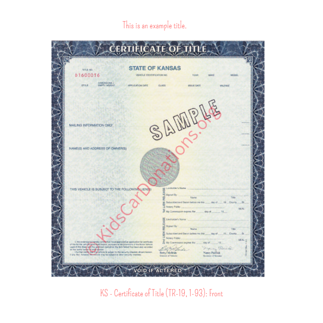 Kansas Vehicle Titles Kids Car Donations