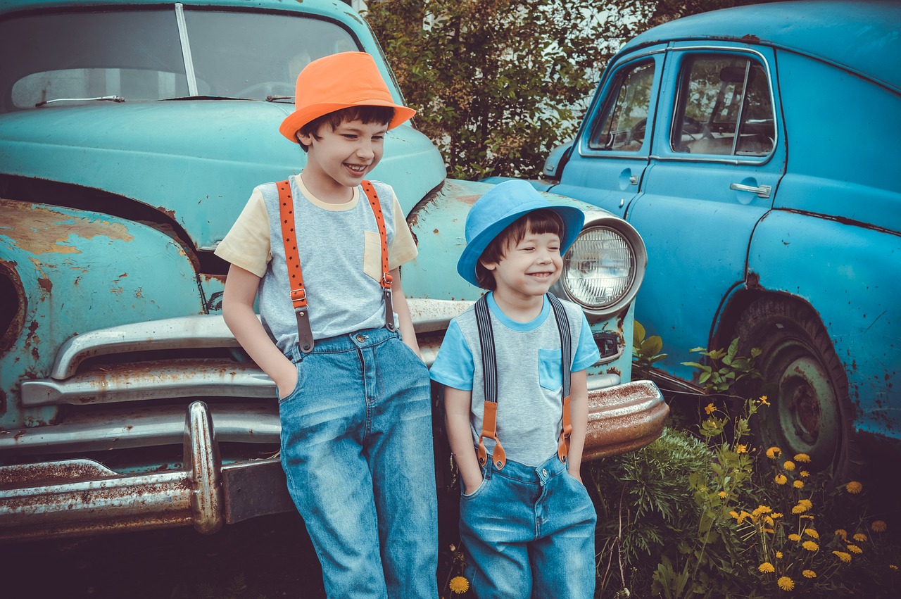Happy Boys on an Old Car | Kids Car Donations