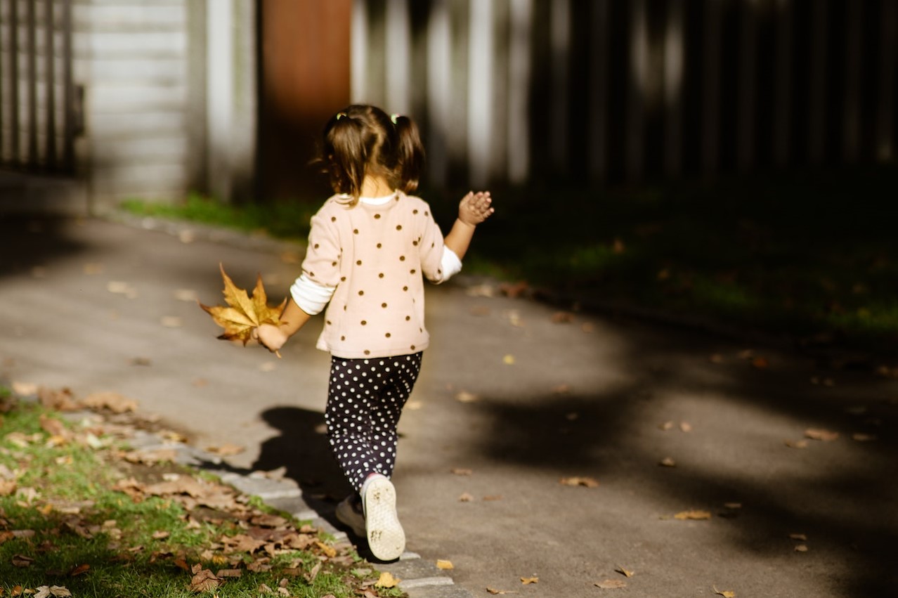 Photo of a Girl Holding a Leaf Walking | Kids Car Donations