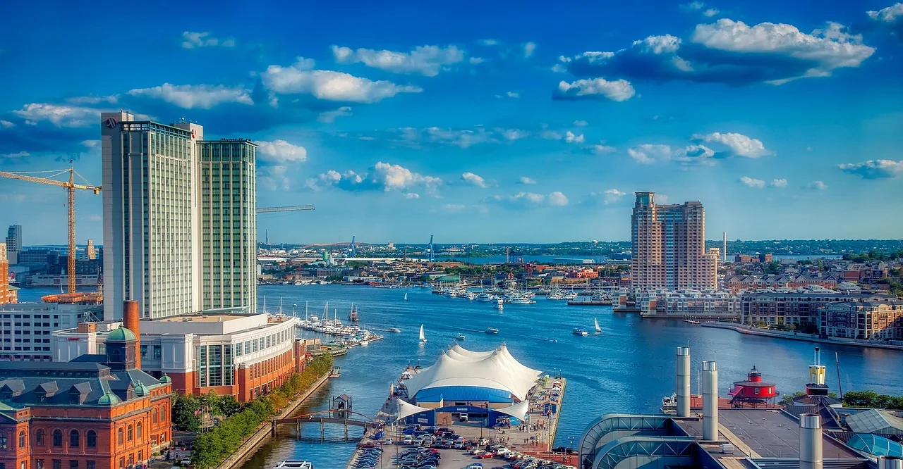 Baltimore Harbor skyline in Baltimore, Maryland