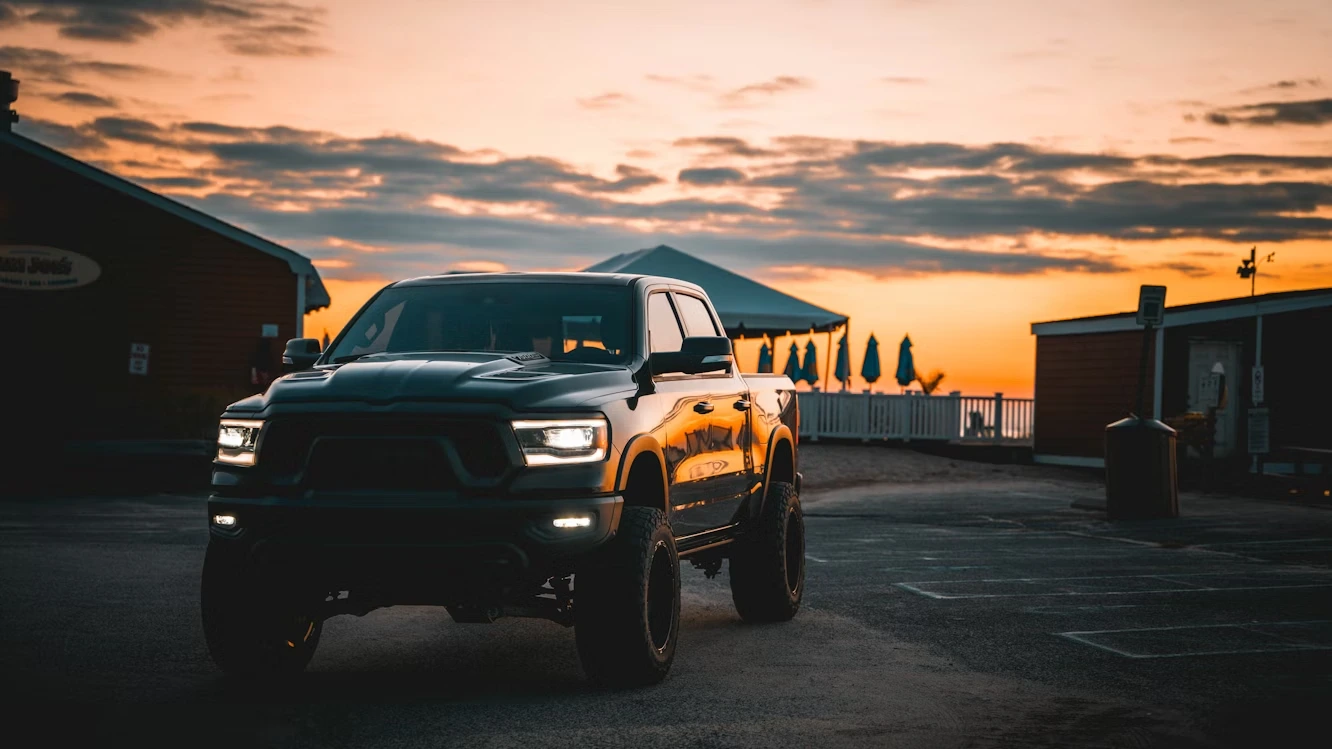 Pickup truck parked in a lot