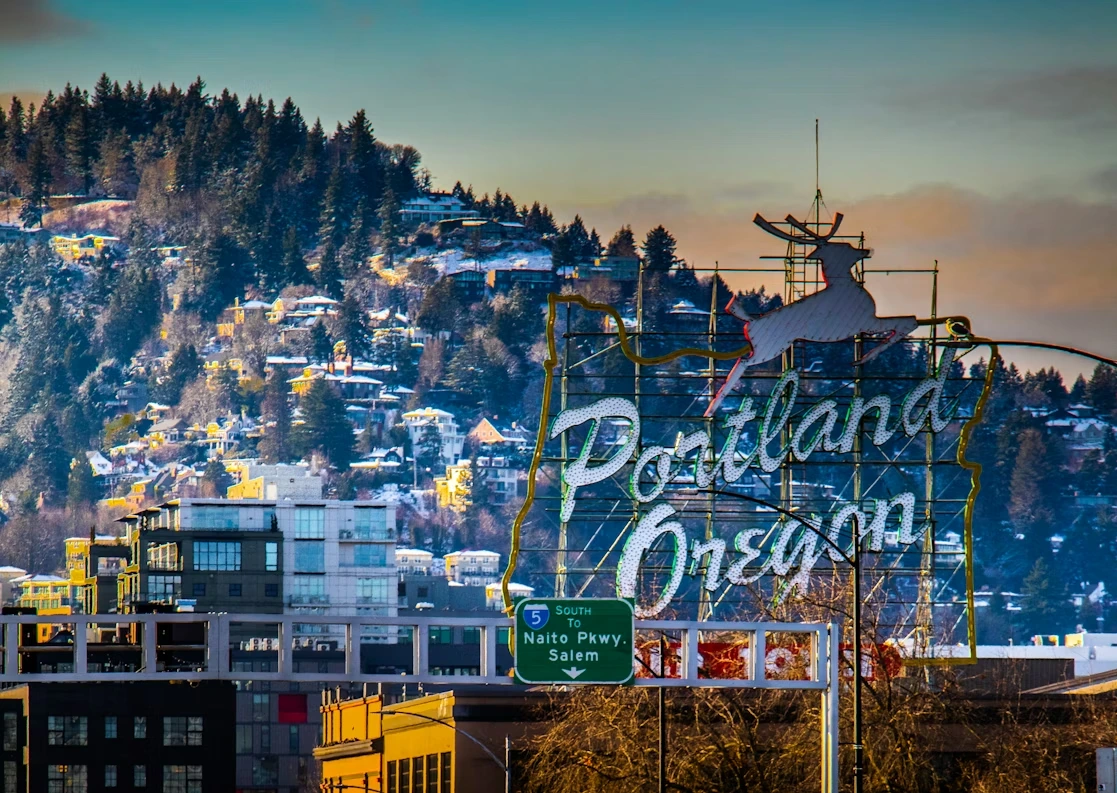 City skyline near the waterfront in Portland, Oregon