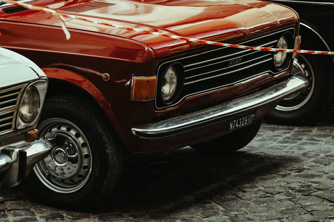 Red and white vintage Fiat