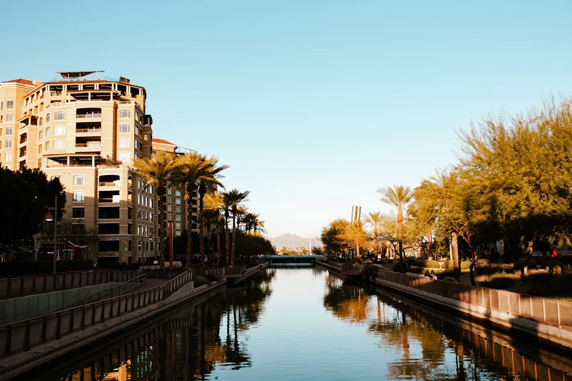 A river running through downtown Scottsdale, Arizona
