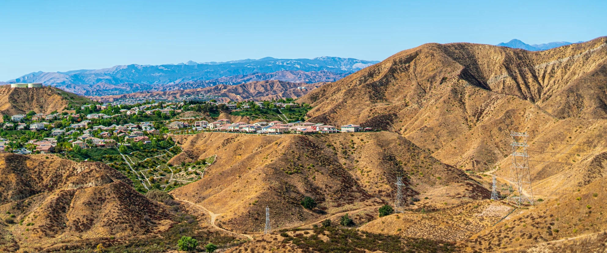 Aerial photography of mountain ridge in Santa Clarita, California