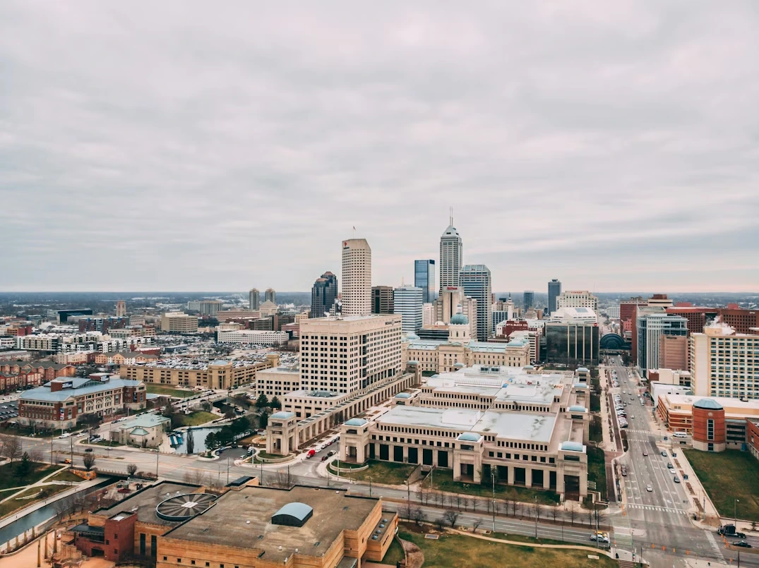Aerial view of downtown Indianapolis, Indiana