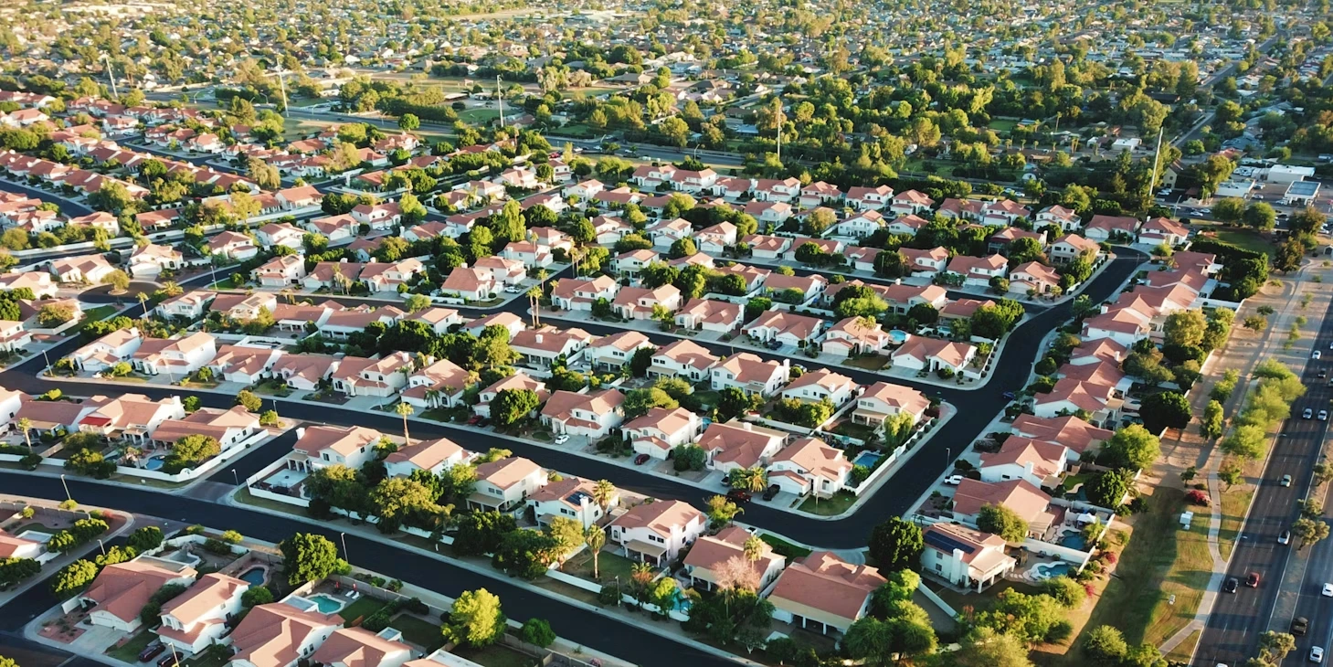 Aerial view of suburb in Glendale, Arizona