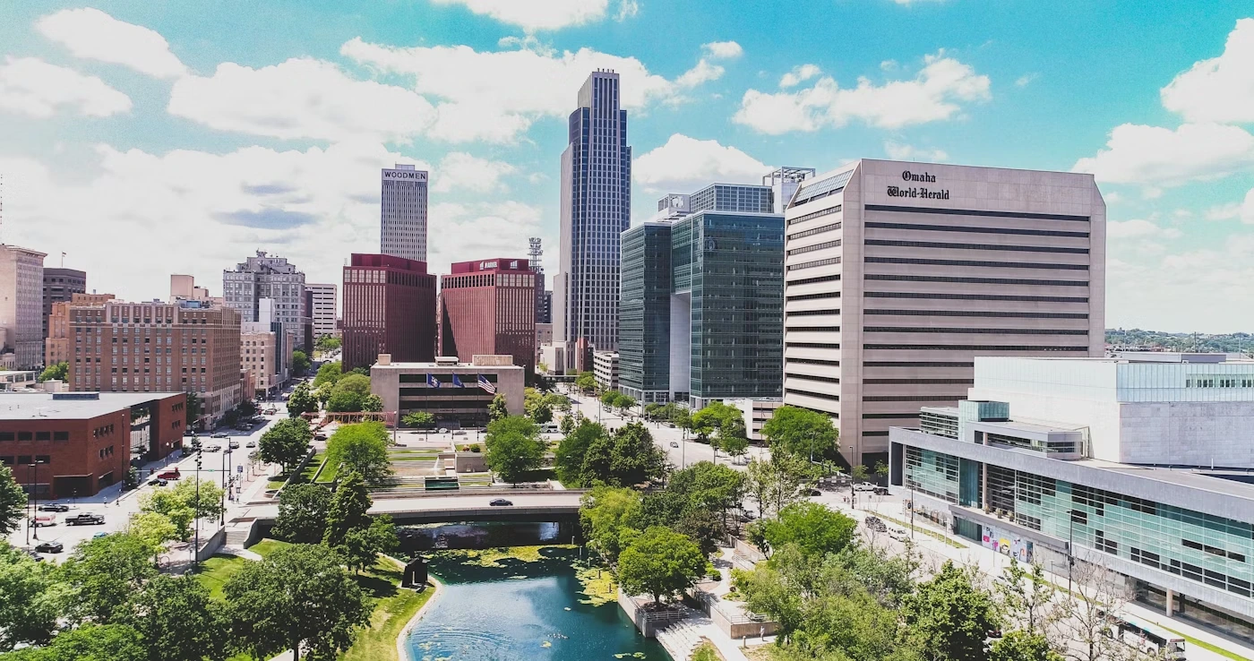 Architectural photography of downtown buildings in Omaha, Nebraska