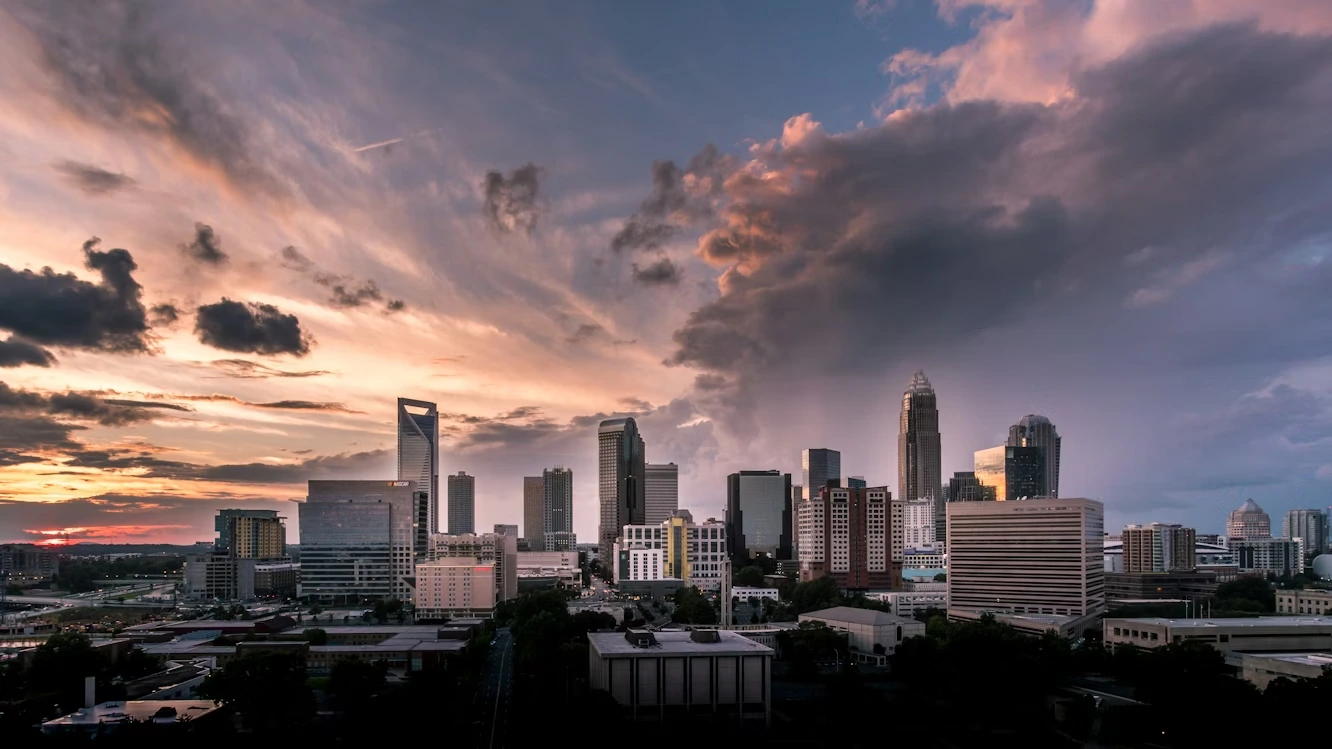 Bird’s-eye view of the skyline in Charlotte, North Carolina