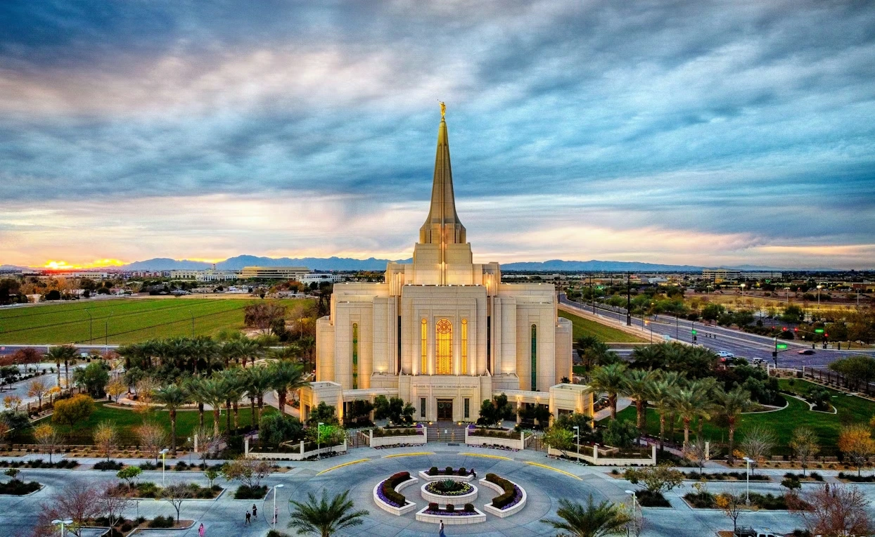 Brown concrete building (Gilbert Arizona Temple)