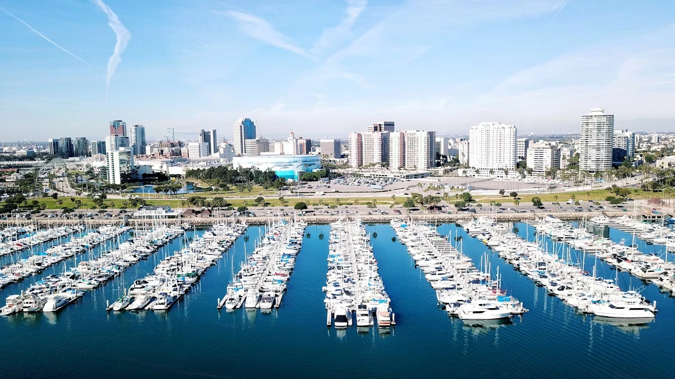 View of marina in Long Beach, California