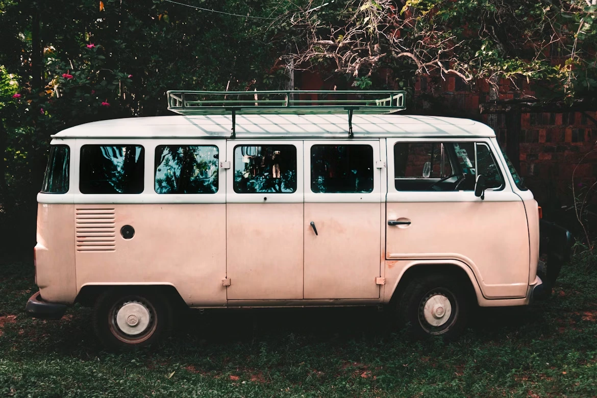 White and pink van in Arroyos y Esteros, Paraguay